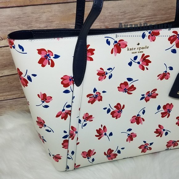 Kate Spade Cara Garden Toss White Floral Tote - Picture 6 of 15